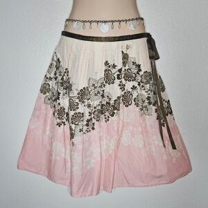 Coco and Chase Pink Floral Midi Skirt